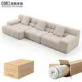 OEM ODM Modern Tufting Design Fabric Living Room Modular Sectional Vacuum Compressed 3 Seater Boneless Sofa with Chaise Lounge
