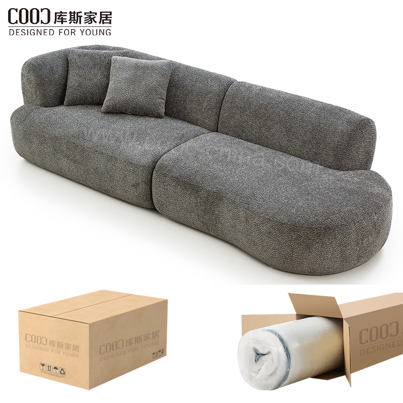 Designer Contemporary Fabric Boneless Couch Vacuum Compressed Sectional Modular Curved Chaise Lounge Sofa Set for Living Room