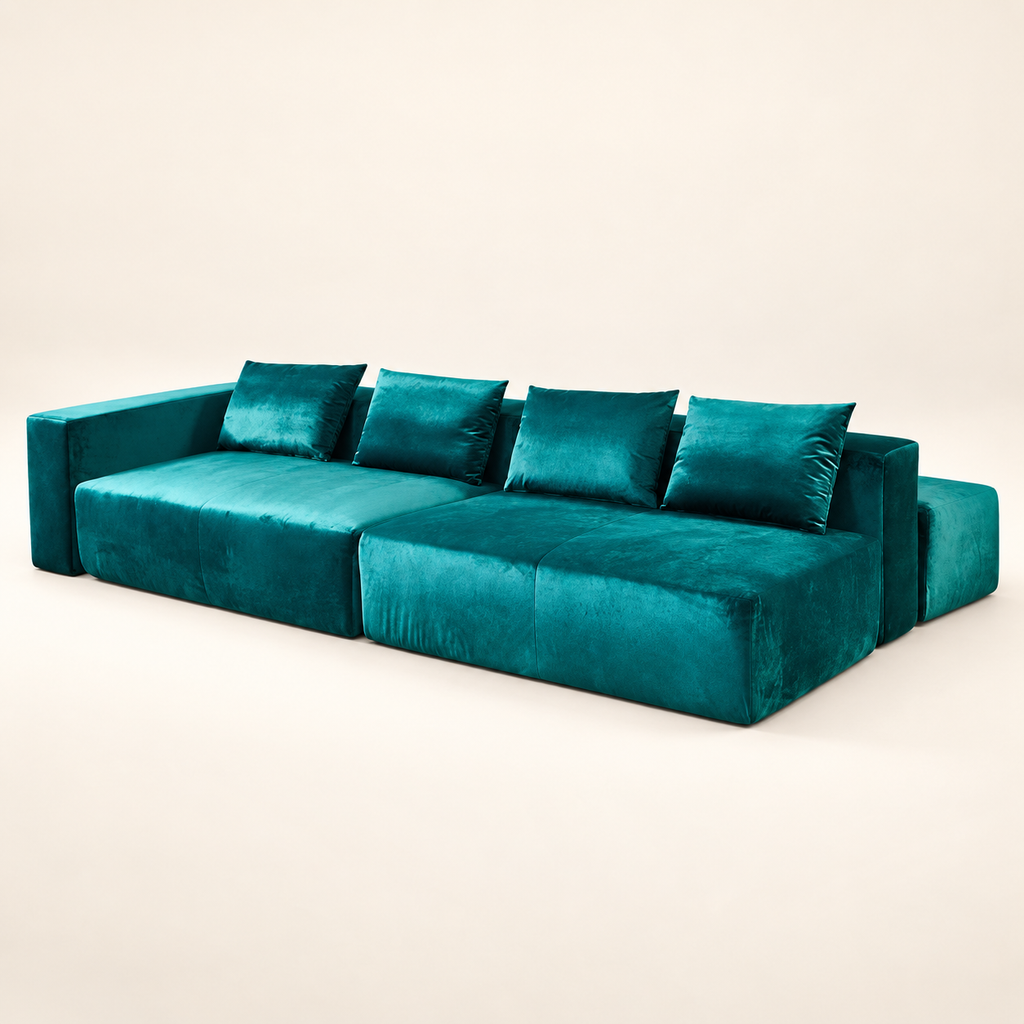 Modern Velvet Fabric Modular Sectional Vacuum Packing Compress Sofa Set for Apartment Home Living Room Furniture — visuel sans marque