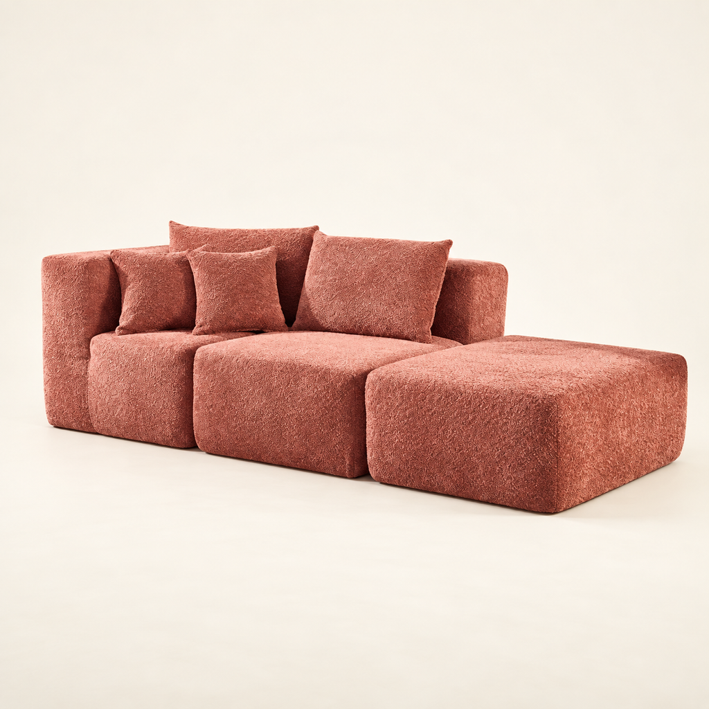 Modern Living Room Furniture Velvet Fabric Floor Sectional Couch Vacuum Packed Compressed Chaise Lounge Sofa for Home — visuel sans marque
