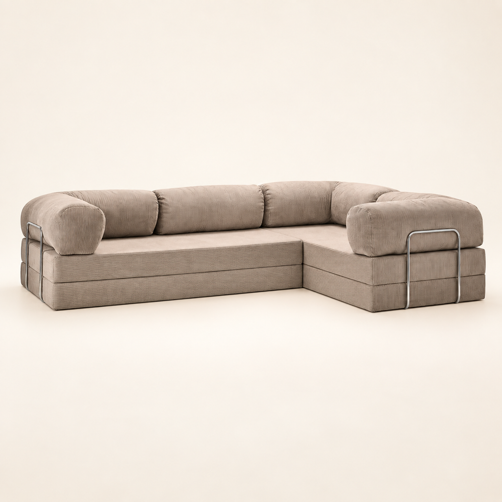 Compressed Vacuum Packed Convertible Living Room Sectional Foam Sofa Set Furniture Modern Fabric Teddy Couch Corner Sofa — visuel sans marque